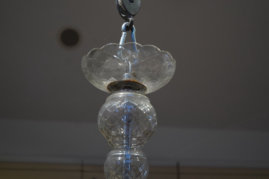 A cut glass chandelier